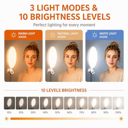 Full Screen Ring Light, 60 LED Video Conference Lighting with 3 Light Modes & Adjustable Brightness, Anti-Glare Clip-On Fill Light for Laptop/PC/Mac, Zoom Calls, Live Streaming, Selfie, TikTok
