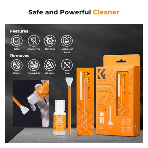 K&F CONCEPT 16mm APS-C Sensor Cleaning Swab*10 + 20ml Sensor Cleaner, DSLR SLR Digital Camera CMOS and CCD Sensor Cleaning Swab Kits for Nikon Sony Canon Camera Clean - size: 16mm