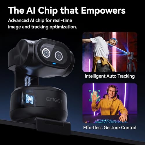 EMEET PIXY Dual-Camera AI-Powered PTZ Camera 4K, AI Tracking, PDAF&AI Autofocus 0.2s, 1/2.55'' Sony Sensor, 3 Mics, Presets, Gesture Control, 4K Webcam for Streaming and OBS/Twitch/Switch 2 Compatible - style: PIXY Dual-Camera AI PTZ 4K