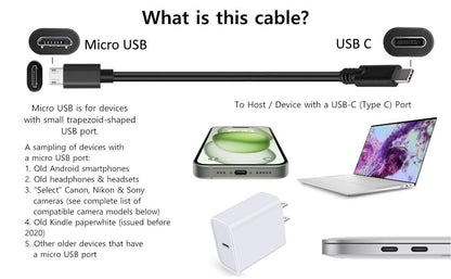3FT USB C to Micro USB Data Transfer & Charge Cable for Old Devices/Phones | Micro USB for Old Devices & Android Phones | USB-C for MacBook, iPhone 15-17, Samsung, LG, Moto, PC Laptop with a USBC Port