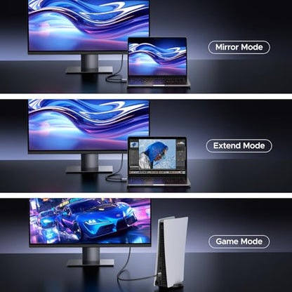 UGREEN 16K HDMI 2.2 Cable 96Gbps 6.6FT, Ultra High Speed HDMI Cord Aluminum, 4K@480Hz 12K@120Hz 8K@240Hz, HDCP 2.2&2.3, Lip eARC HDR 10 Compatible with PS5/Blu-ray/Roku TV/Switch 2/Mac mini M4