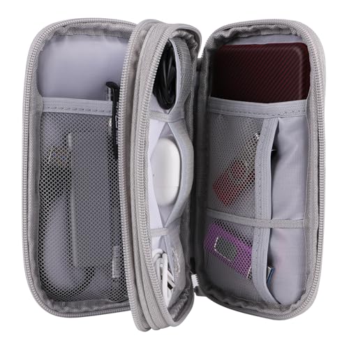 JIAKAI Travel Cable Organizer - Electronics Accessories Bag(Double Layer - Grey) - color: Double Layer -Grey