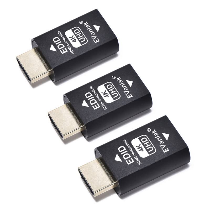 EVanlak Hdmi Edid Emulator Passthrough Eliminated Emulator Adapter 3rd Generrtion Work with Mac Thunderbolt to HDMI Switches/Extender/AV Receiver/Video Splitters 4k- 3840x2160@60Hz-3pack - color: E4K-3PCS