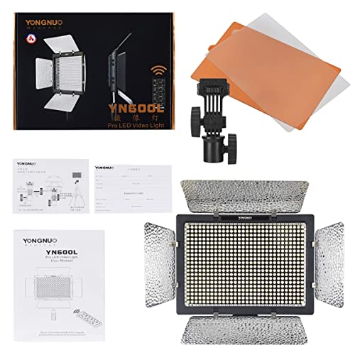 YONGNUO YN600L Pro LED Video Light LED Studio Light, with 5600K Color Temperature and Adjustable Brightness, for Canon Nikon Pentax Olympus Samsung Panasonic JVC etc. Black