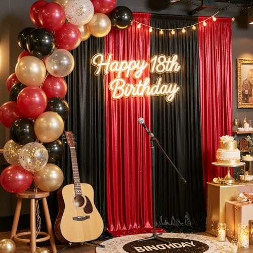 20ft x 10ft Red Black Sequin Backdrop Curtain for Parties, Wrinkle Free Glitter Photo Backdrop Drapes 4 Panels 5x10ft Back Drop Cloth for Wedding Photography Background - color: Black Red, size: 5'(W) x 10'(H), 4 panels