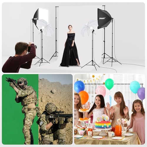 EMART 8.5 x 10 ft Backdrop Support System, Professional Photography Lighting Kit with 50W LED Blub, Reflector, 10*12ft Backdrop *3, Umbrellas&Softbox Lighting Kit for Studio, Portrait, Video Shooting
