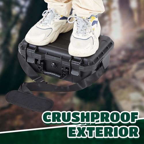 Relaxweex 14.3 x 11.4 x 4.5 Inch Waterproof Hard Case with DIY Customizable Foam Detachable Shoulder Strap and Utility Knife Waterproof Protective Case for Cameras, Lenses or Microphones, Equipments - size: 14.29 x 11.42 x 4.49 Inch