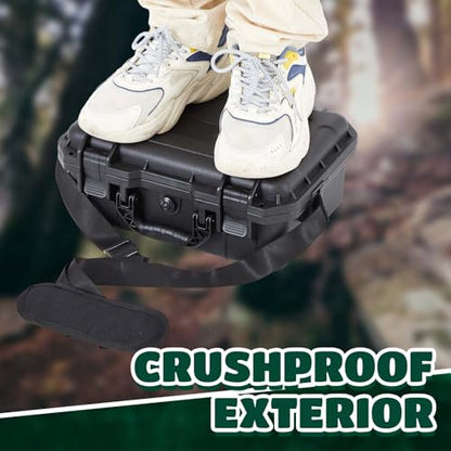 Relaxweex 14.3 x 11.4 x 4.5 Inch Waterproof Hard Case with DIY Customizable Foam Detachable Shoulder Strap and Utility Knife Waterproof Protective Case for Cameras, Lenses or Microphones, Equipments - size: 14.29 x 11.42 x 4.49 Inch