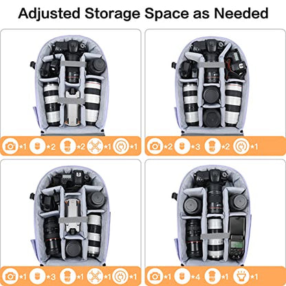 MOSISO Camera Backpack, DSLR/SLR/Mirrorless Photography Camera Bag 15-16 inch Waterproof Hardshell Case with Tripod Holder&Laptop Compartment Compatible with Canon/Nikon/Sony, Lavender Gray - color: Lavender Gray