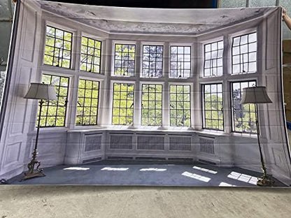7x5ft Big Bright Window Backdrop Window Garden Zoom Room Background for Wall Zoom Living Room Office Backdrop for Video Conference Background for Video Recording - size: 7x5ft
