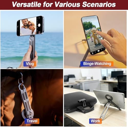 Magnetic Tripod for iPhone iPad, 2-in-1 Portable Phone Stand with Carabiner for Travel Gym, Selfie Stick Tablet Holder Strong Magnet Quick Mount Compatible with iPhone 17 16 15 14 13 12 iPad Series
