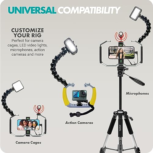 Movo UWA-8 Articulating Camera Rig Extension Mount - Flexible Extension Arm with Dual ¼” Mounting Screws for Camera Cages and Rigs - Mounting Camera Attachment Arm