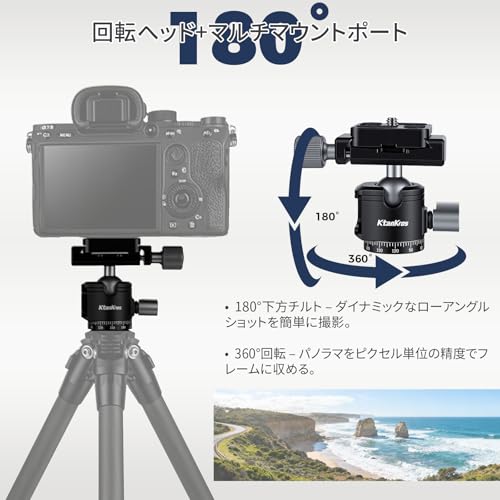 Mini Ball Head with Cold Shoe Mount, 360° Panoramic Tripod Head Aluminum Alloy Camera Mount, Arri-Style Quick Release Plate, 1/4" to 3/8" Screw Adapter for DSLR Mirrorless Camera, Vlog, 170g