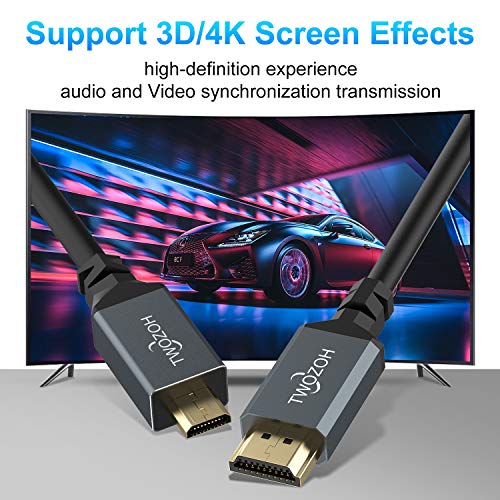 Twozoh Micro HDMI to HDMI Coiled Cable, Coiled Micro HDMI to Full HDMI Cable Support HDMI 2.0, 3D 4K UHD, 1080p (Extend up to 1.5M) - color: Coiled, size: 5Ft