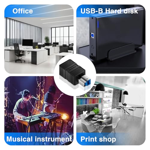 Duttek USB A to USB B Adapter, High-Speed 5Gbps Type 3.0 Female to Type B (MIDI) Male Power and Data Extension Adapter, for Audio Interface, Electronic Piano, Printer, Scanner (2-Pack) - style: USB 3.0 Female to USB B Male Adapter