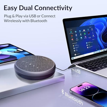 Conference Speakerphone, 3 AI Mics 360 Voice Pickup, Smart Noise Cancelling, Portable Speaker for Video Calls, Home Office & Small Team Meetings - color: FreeChat 101(3 Mics)