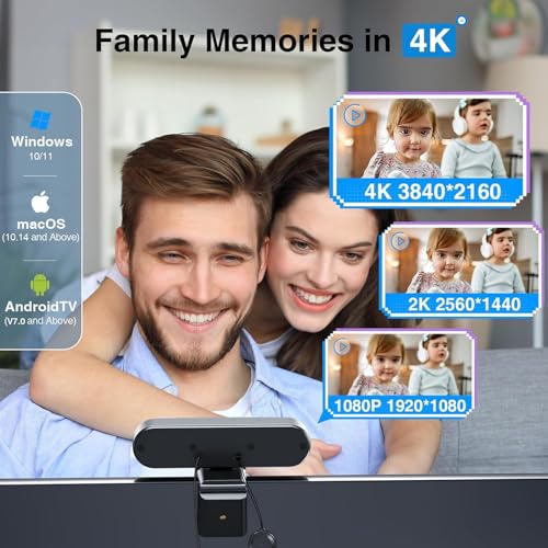EMEET C980 PRO 3-in-1 4K Webcam with Microphone and Speaker, 60°-98° Wide Angle Webcam w/ 4 Noise Cancel Mics, 2 Speakers, Fixed Focus, Magnetic Privacy Cover, Great for Group and Personal Video Calls - style: 4K with 4Mics 2Speakers