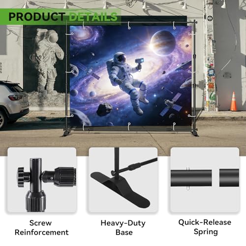 8'x10' Background Stand Backdrop Support System Set- Photo Video Muslin Studio Backdrop Stand with Carry Bag -Adjustable Backdrop Stand for Trade Show, Photography & Video - size: 8×10’