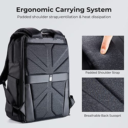 K&F CONCEPT Camera Backpack, Camera Bags for Photographers Large Capacity Camera Case with Raincover,15-15.6 Inch Laptop Compartment Compatible for Canon/Nikon/Sony/DJI Mavic Drone(Backpack 20L) - color: 02-black