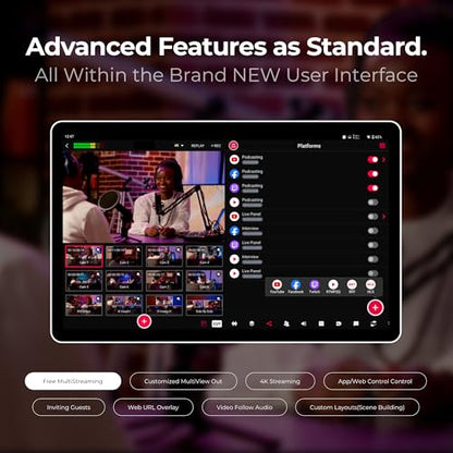 YoloLiv YoloBox Extreme, All-in-One Multicam 4K Live Streaming Switcher with 8 HDMI & 3 USB & 6 NDI Inputs, 2 HDMI Out, 4K ISO Recording, for Facebook, YouTube, RTMP/SRT