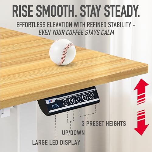 SHW 40-Inch Mobile Electric Height Adjustable Sit to Stand Desk with Drawer, Hanging Hooks and Cable Management, Oak - color: Oak