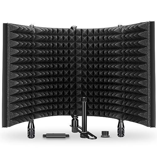 Aokeo Studio Recording Microphone Isolation Shield, Pop Filter.High Density Absorbent Foam is Used to Filter Vocal. Suitable for Blue yeti and Any Condenser Microphone Recording Equipment - color: AO-504