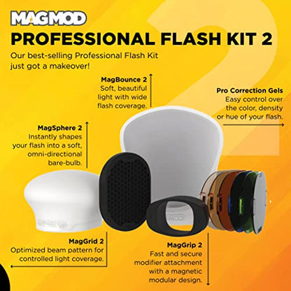 MagMod Professional Flash Kit 2, Photography Lighting Flash Diffuser Set | Magnetic Light Diffuser Attachments, Lightweight MagMod Modifiers, Superior Light Control, Built for Working Photographers
