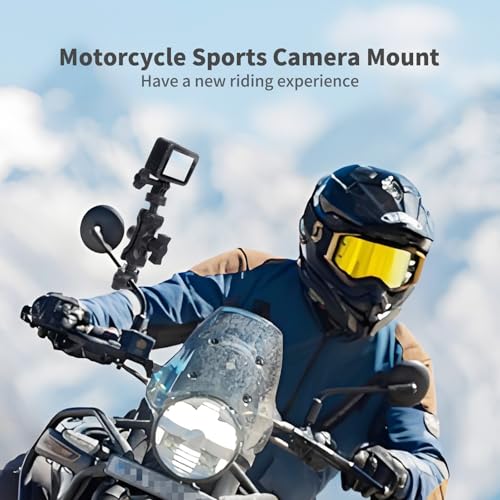Bike Motorcycle Camera Mount Bundle Kit, 1/4" Screw & Tripod Mount Adapter, 360°Rotating Ball Head Base - Super Clamp Mounting for Most Action Camera, Rearview Mirror(0.35"-0.47") 75015 - style: D9MM-12MM mount