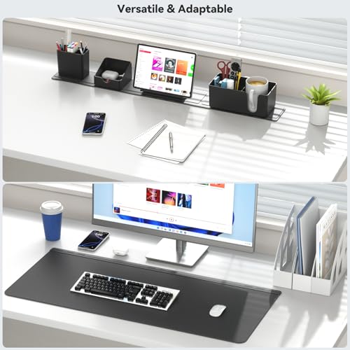 KDD Desk Pad and Magnetic Organizer Set - 5 in 1 Large Mouse Mat with Phone Stand, Cup Holder, Pen Holder, Storage Box & Card Case, Multifunction DIY Desktop Storage Accessories for Office and Home