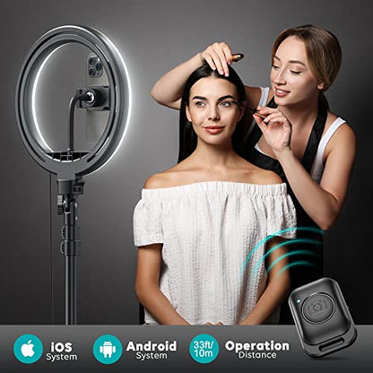 Weilisi 12'' Ring Light with Stand 72'' Tall & 2 Phone Holders,38 Color Modes Selfie Light with Tripod Stand, Big LED Ring Light for iPhone/Android/Camera,YouTube,Makeup - color: Multicolor