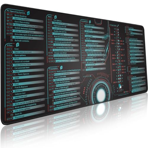 Pixiecube Windows, Office, Excel, Adobe Photoshop Shortcut Keys Extended Large Mouse Pad | Gaming Desk Mat for PC. Stitched Edge Non-Slip Base Mousepad, Keyboard Mat - color: Windows Shortcuts, size: 35.4L x 15.7W inches