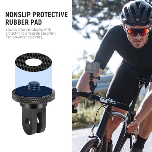 NEEWER Action Camera Tripod Mount Adapter with 1/4"-20 Screw Aluminum Alloy Accessories Compatible with Insta360 X5 X4 X3 GoPro Hero 13 12 DJI Osmo Action 5 Pro 4 3 AKASO APEMAN, GP-81 - style: GP-81