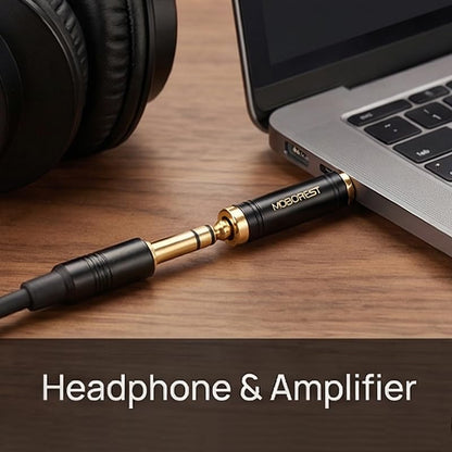 MOBOREST 3.5mm to 1/4 (6.35mm) Stereo Pure Copper Adapter, 1/8 Inch to 1/4 Inch Stereo Adapter, Can be Used Conversion Headphone adapte, amp adapte, Black Fashion 2-Pack - color: BLACK