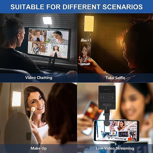 Selfie Light, Phone Light with Front & Back Clip, 60 LED Portable Light with 3 Modes, 5000mAh Rechargeable Video Light for Phone, iPhone, IPad, Laptop, TikTok, Makeup, Live Stream, Vlog(Black) - color: Black