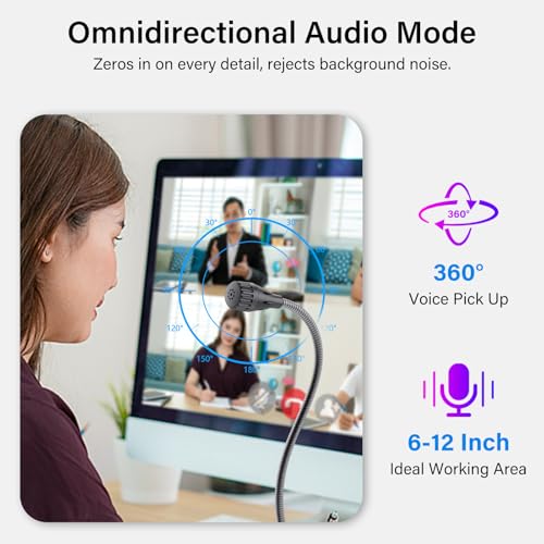 USB Microphone for PC, Plug & Play Computer Mic with Noise Cancelling & Mute, Flexible Gooseneck Desktop Mic for Podcasting, Streaming, Video Conferences, Compatible with Windows & Mac - color: Black 3