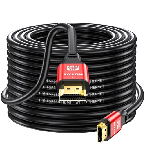 75FT Long HDMI Cable 4K60Hz, High Speed 4K HDMI Cable with Gold Plated Connectors, Red Aluminum Housing, for Conference Room, Large Hall, Church, School Auditorium, Stage Display. - size: 75FT