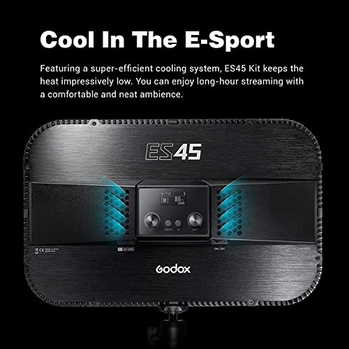 Godox ES45 Desktop LED Key Light for Streaming&Video Calls, Soft Dimmable 2800K-6500K, Magnetic Remote, App Control, Extendable Clamp Stand, Flicker-Free Light for YouTube, Twitch, Zoom&Home Office