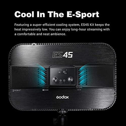 Godox ES45 Desktop LED Key Light for Streaming&Video Calls, Soft Dimmable 2800K-6500K, Magnetic Remote, App Control, Extendable Clamp Stand, Flicker-Free Light for YouTube, Twitch, Zoom&Home Office