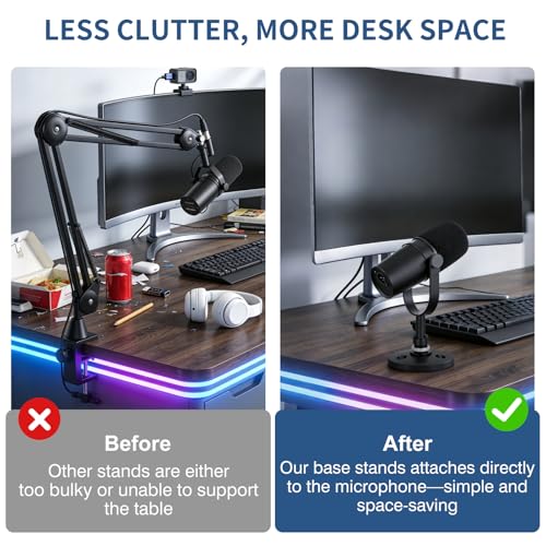 Desktop Microphone Stand for Shure MV7i/MV7x,Secure & Space-Saving Desk Stand for Shure MV7i and MV7x Podcast Mic,Detachable microphone base with locking nut - size: for Shure MV7i/MV7x