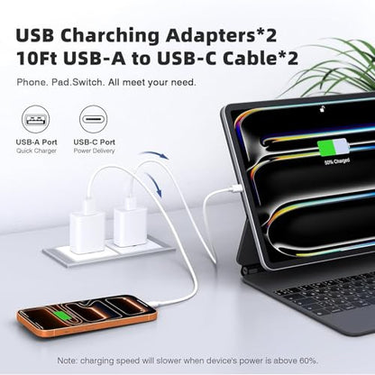 2 Pack 10FT USB C Camera Charger for Arlo Essential Camera 2nd/3rd Gen, Essential XL 2nd/3rd Gen, Pro 6, Ultra 3 Charging Cord Power Cable for WYZE Duo Cam Pan, Cam Pan v4,Eufy Security SoloCam S4 E42 - size: 2-Pack