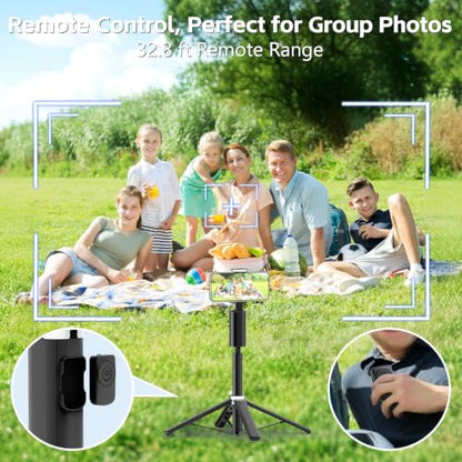 Auto Face Tracking Tripod for iPhone, Android & Camera, 60" Extendable Selfie Stick Tripod with Light and Remote, No App, 360° Rotation Phone Holder for TikTok, YouTube, Vlog, Live Streaming - style: update