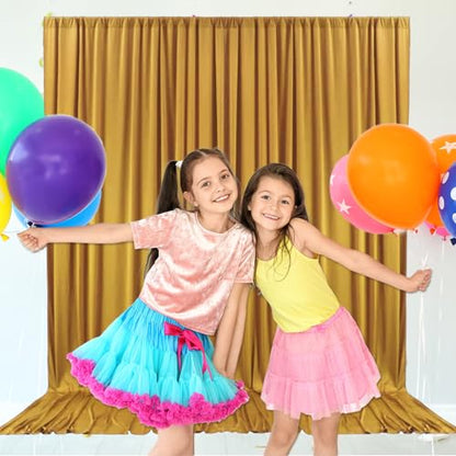 10ft x 7ft Gold Backdrop Curtains for Parties, Fabric Satin Background Curtain with Rod Pockets for Weddings, Birthday, Baby Shower, Photography, Graduation Party Backdrop Drapes, 2 Panels - color: Gold