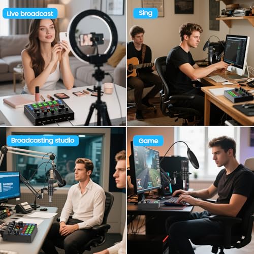 Podcast Equipment Bundle, Recording Studio Package with Podcast Microphone and Voice Changer, Live Sound Card - Audio Interface for Laptop Computer Vlog Living Broadcast Live Streaming YouTube TikTok