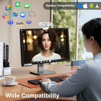 2K Webcam for PC, Webcam with Microphone and Tripod, Auto Light Correction, USB Camera Plug and Play, 90° Wide FOV, Privacy Cover, Works with Skype, Zoom, Meet, Teams, PC, Laptop, Mac, Tablet - style: 2K Webcam with Tripod and Mic