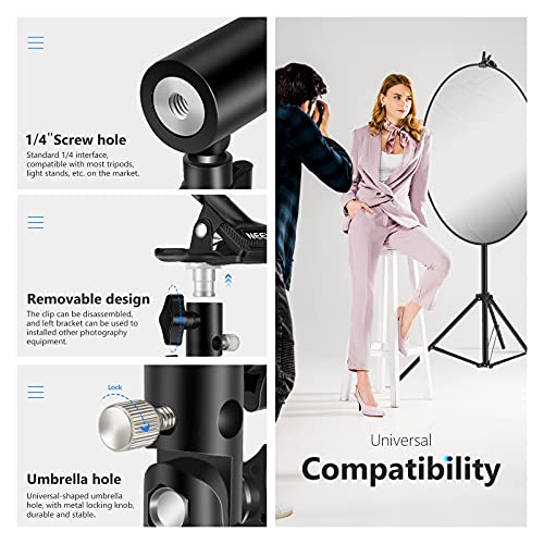 Neewer 3 PCS Photo Studio Heavy Duty Metal Clamp Holder with 5/8" Light Stand Attachment for Reflector - style: CL-02 (3 Pack)