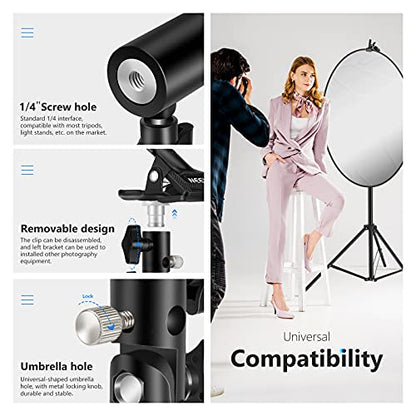 Neewer 3 PCS Photo Studio Heavy Duty Metal Clamp Holder with 5/8" Light Stand Attachment for Reflector - style: CL-02 (3 Pack)