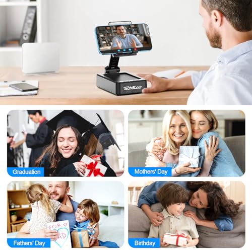 TechGlow Foldable Cellphone Stand with Bluetooth Speaker and Charging Function Birthday Gifts for Men Women Mother Father Boy Girl Teens Cool Tech Gadgets - color: Black
