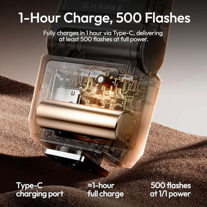 Ulanzi SL03 Mini Flash Speedlite - GN8 Powerful 6500k On-Camera Flash Light, 4 Power Levels, Compatible with Sony ZV-1/ZV-E10/Canon/Nikon/Fuji/Panasonic/Leica/Olympus, Not Fits Sony ZV-1F - color: Black