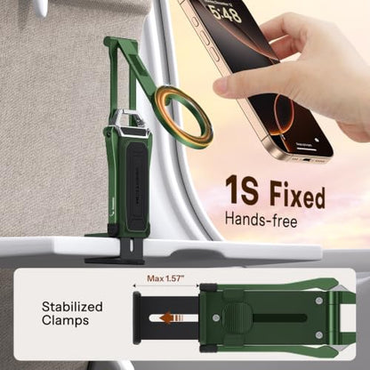 OMOTON TP02 360°Rotating for MagSafe Tripod Mount, Adjustable Aluminum Magnetic Phone Tripod for iPhone 17/16/15/14 Pro Max Air, Foldable Cell Phone Stand Fits Vlog, Gym, Travel Essentials, Green - color: 6-Green