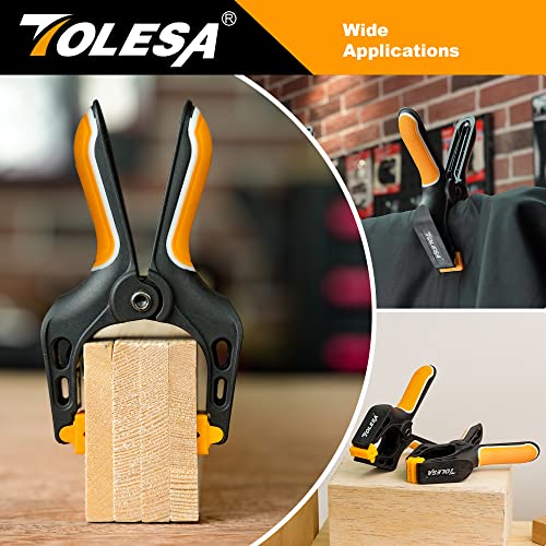 TOLESA Heavy Duty Spring Clamps 4 Inch 8 Pcs Large Wood Clamps with 30Lbs Powerful Clamping Force Deep Throat Nylon Clamps for Woodworking Photography Backdrop Household Use Cover Holding Wood Gluing